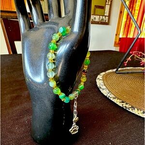 Handcrafted by me bracelet with dog print paws. Genuine gemstone.